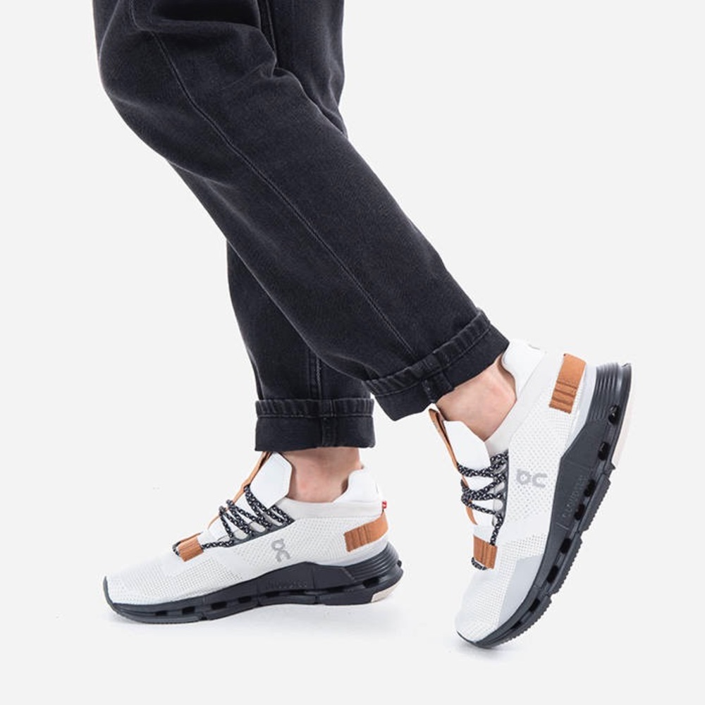 On Cloudnova White & Pecan Men’s Running Shoes